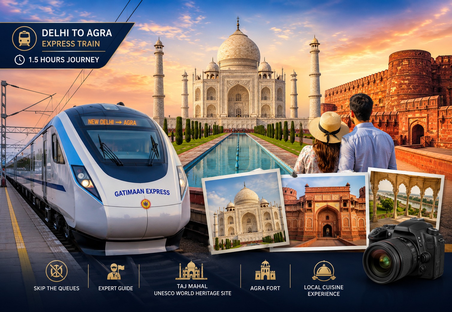 Taj Mahal Day Tour from Delhi by Superfast Train